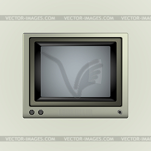 Винтажный серый телевизор. - изображение в векторном формате