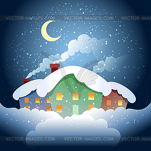 Winter village - vector clip art