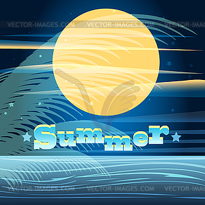 Summer night - vector clip art