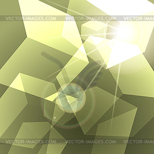 Shining green cubes abstract background - vector image