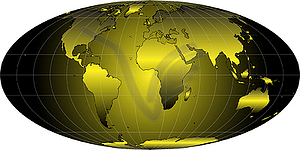 Карта мира на золотом фоне - клипарт в векторном виде