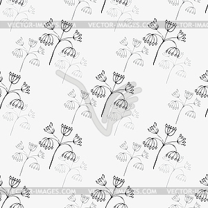Plants on grey background - white & black vector clipart