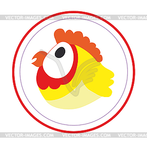 Icon of rooster in circle - vector clip art