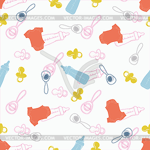 Pattern of supplies for newborns - vector clipart
