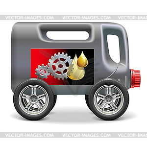 Motor Oil on Wheels - vector clip art