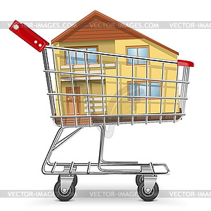 Cart with Cottage - vector clipart / vector image