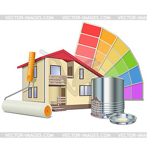 Painting Concept with House - vector clipart