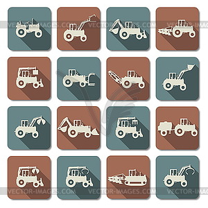 Tractor Flat Icons - vector clip art