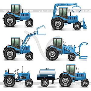 Agricultural Tractor Set  - vector clipart