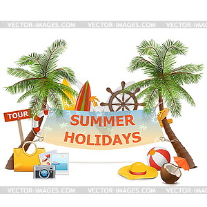 Palm with Banner - vector clipart / vector image