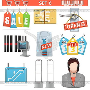 Shopping Icons Set  - color vector clipart