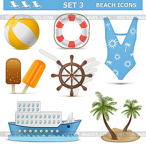 Beach Icons Set  - vector image