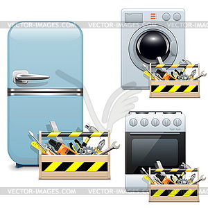 Household Appliance Repair Icons - vector image