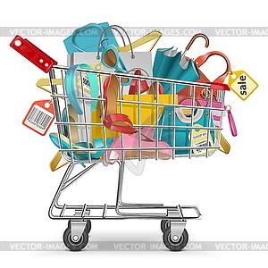 Trolley with Purchase - vector clipart