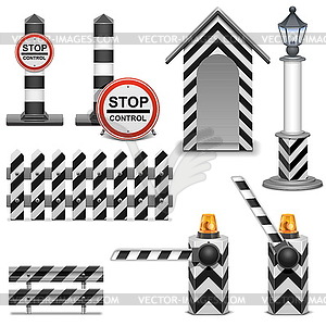 Police Barrier Icons - vector image