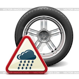 Rain Tire with Sign - vector EPS clipart