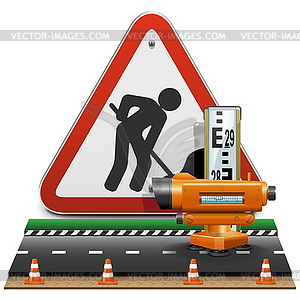 Surveying Concept with Sign - vector clipart
