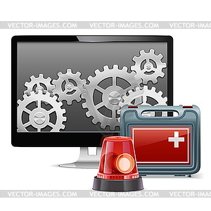 Vector Computer Emergency Support - vector clipart