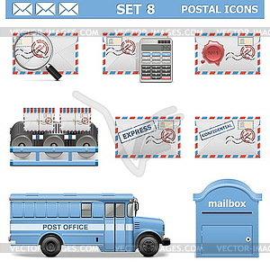 Postal Icons Set  - vector image