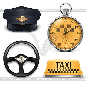 Vector Retro Taxi Icons - vector clipart