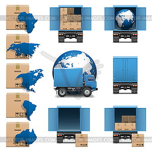 Vector Shipment Trucks Icons set  - vector clipart