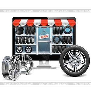 Tire Shop Concept - vector clip art