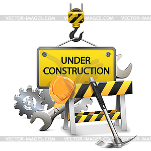 Vector Under Construction Concept with Frame - vector clipart