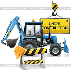 Under Construction Concept with Tractor - vector clipart