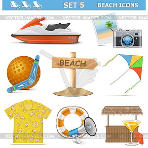 Beach Icons Set  - vector clip art