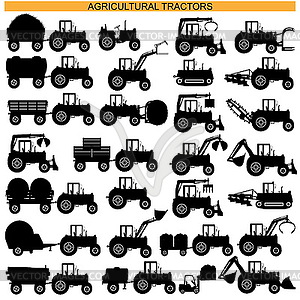 Сельскохозяйственных тракторов Пиктограммы - клипарт в векторе / векторное изображение