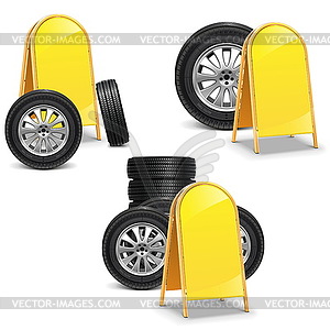 Tires with Billboard - vector clipart