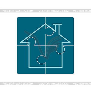 Home Icon on Blue Puzzle - vector clipart