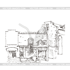 Hand sketch of an old building - royalty-free vector image