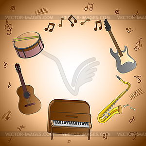 Card with musical instruments - vector clipart