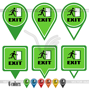 Exit flat navigation pins - vector clip art