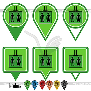 Lift flat navigation pins - vector image