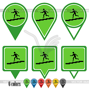 Stair flat navigation pins - vector EPS clipart