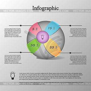 Modern infographic template with sphere on color - vector clipart