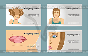 Set of women`s business card - vector image