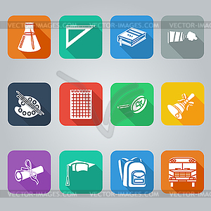 Back to school flat icons - vector image