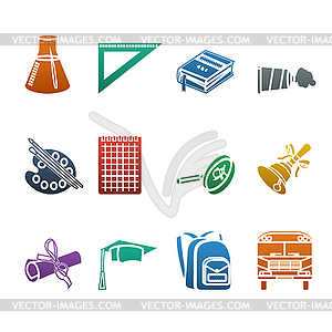 Back to school colorful icons - vector clipart