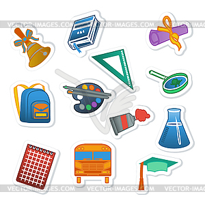 Back to school colorful sticker set - vector image