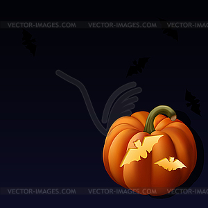 Pumpkin with bat (gradient mesh) - vector clipart