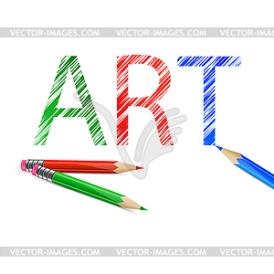 Art word drawn with pencils - vector clipart / vector image