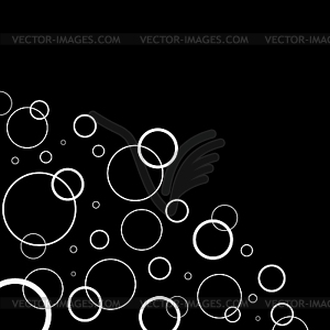 Абстрактный фон с белыми кругами на черном - векторное изображение клипарта