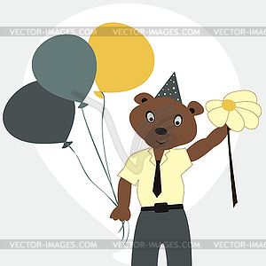Cartoon bear in a tie - vector image
