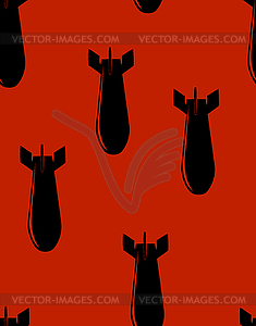 Seamless pattern of bombs on red - vector image