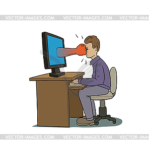 Punch from monitor - vector image