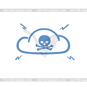 Internet cloud hacked - vector clipart