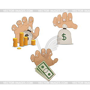 Руки на деньги - изображение в векторе / векторный клипарт
